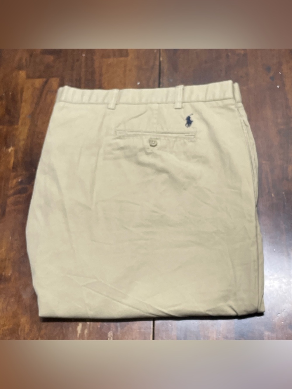 Polo Ralph Lauren Big Tyler Short Chino Mens 56B Beige Pleated Pony Logo